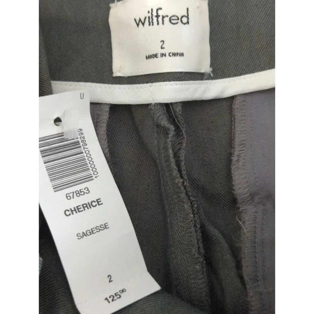 Aritzia Wilfred Cherice Sagesse Linen Blend Tapered Leg Pants Women's‎ 2 NWT